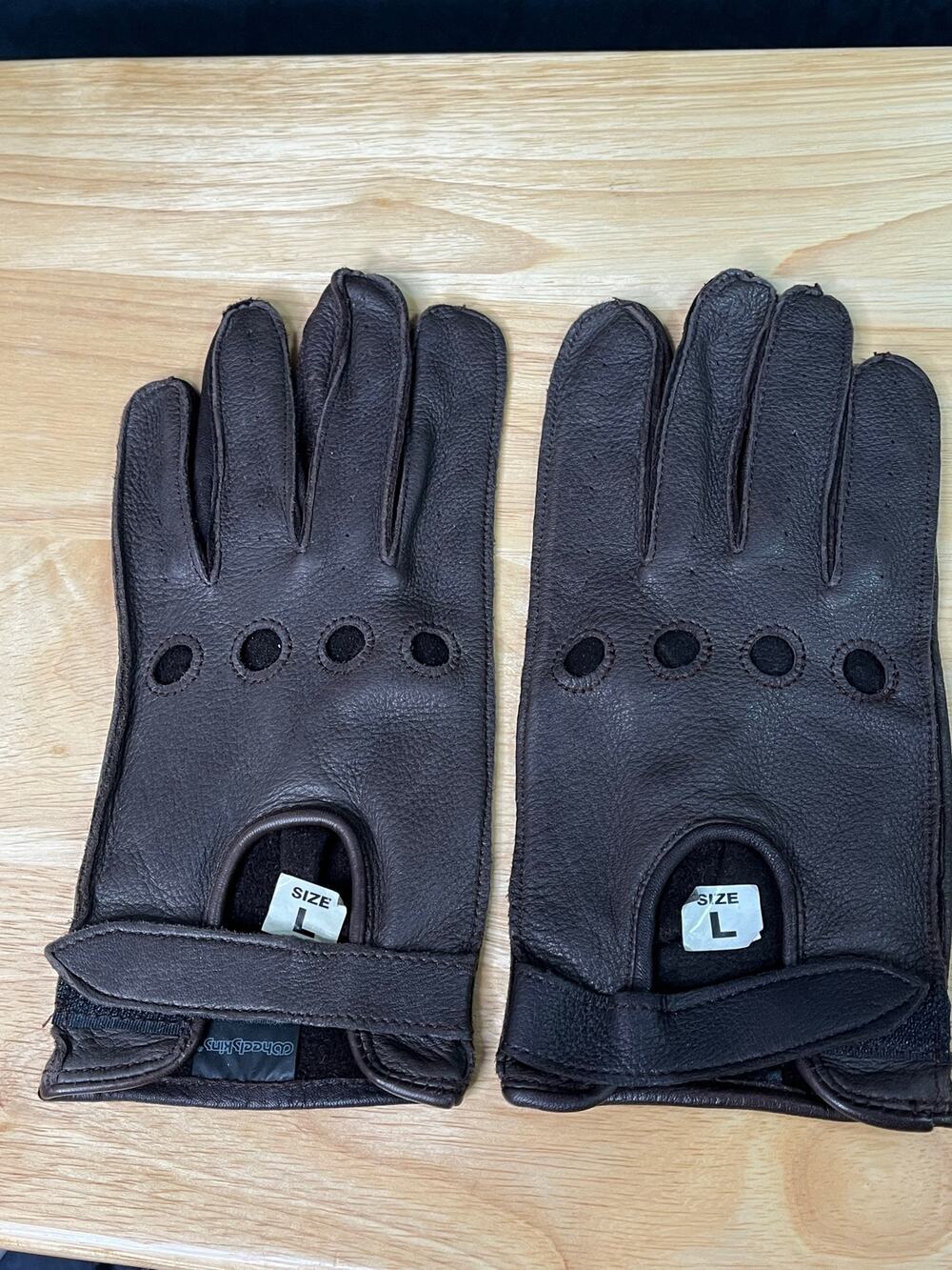Wheelskins vintage men's deerskin leather driving gloves, brown, size L